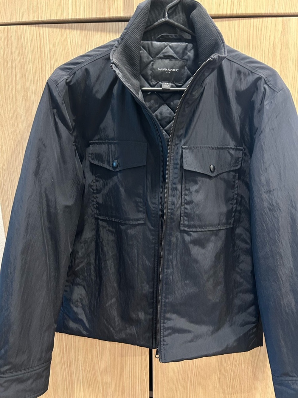 Banana Republic Black Quilted Windbreaker Jacket